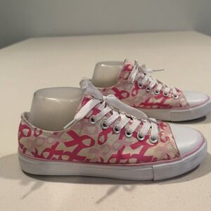 AVON Cushion Walk Breast Cancer Pink Ribbon Women's Size 9 Canvas Sneakers RARE